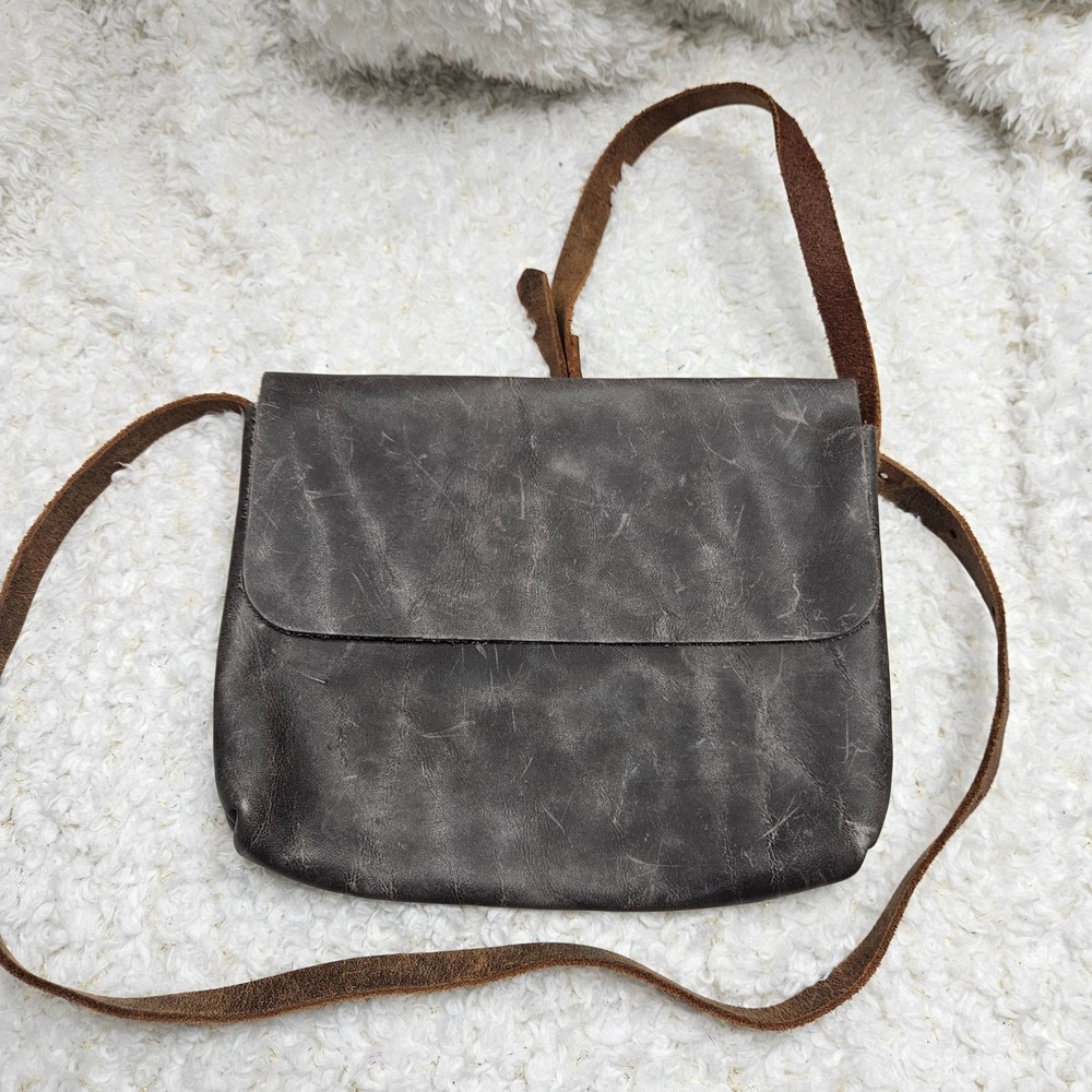 In Blue Handmade Distressed Leather Made in USA Crossbody